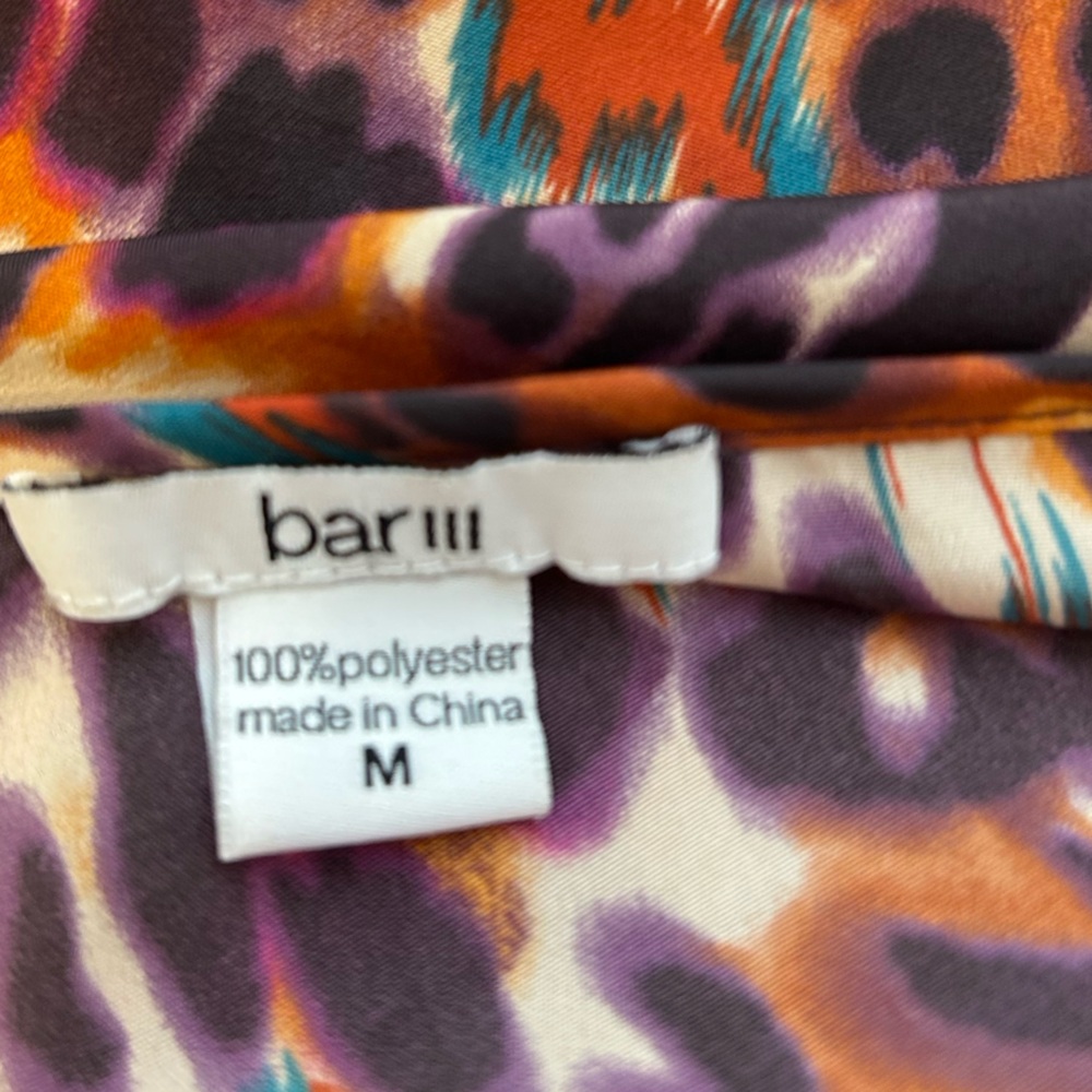 Bar III Orange Multicolor Leopard-Print Zip-Front‎ Tie-Waist Mini Dress - Picture 8 of 9